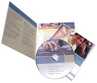 Replicated CD-ROM inserted in to a 4 panel Color Printed Wallet